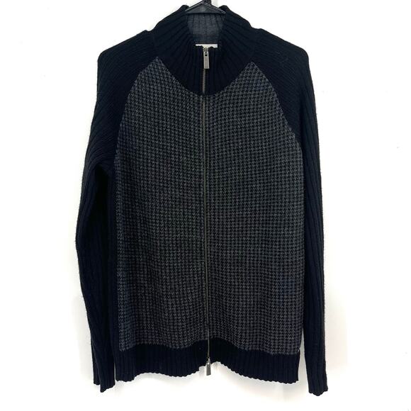 Calvin Klein Men's M Merino Blend Zip Front Two tone Black Gray Cardigan - Picture 1 of 5